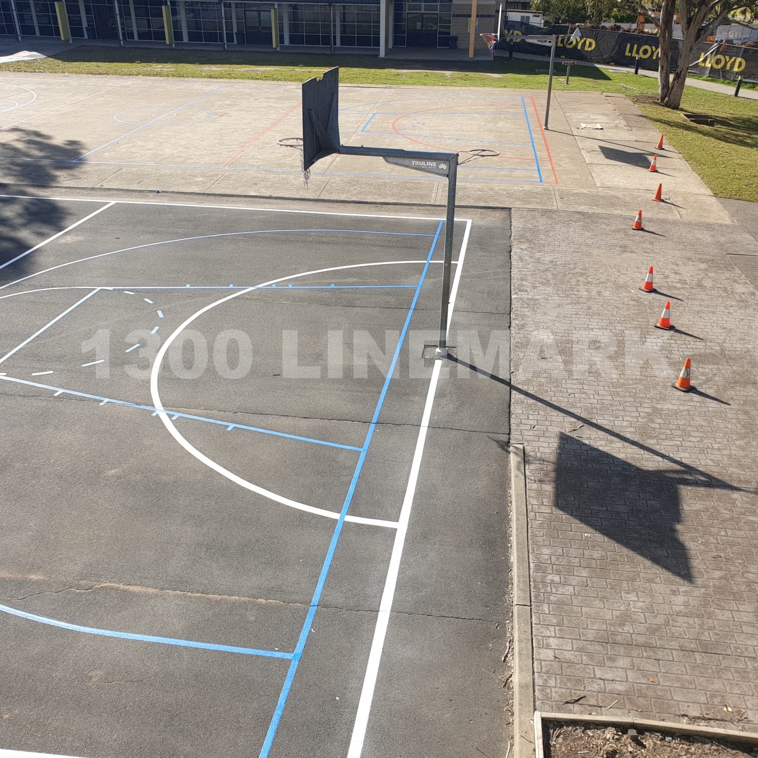 Basketball court line marking